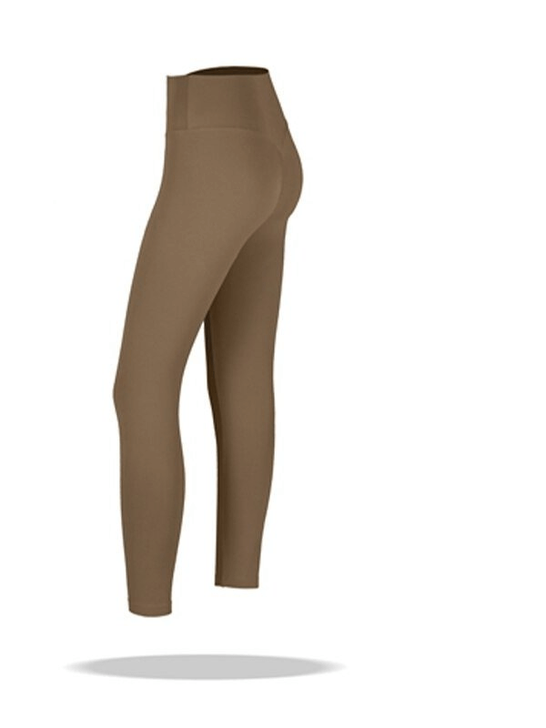 Seamless breathable women's fitness leggings SF0165 in brown, designed for yoga with elastic waistband and full-length coverage.